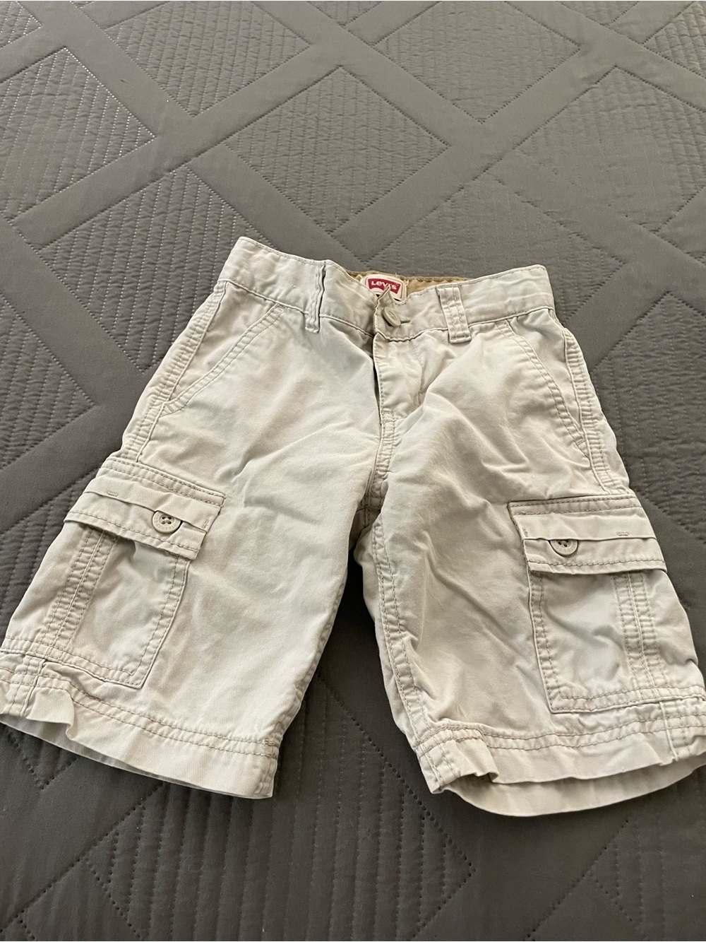 Levi's Boy’s Light Beige Cargo Shorts with Button-Flap Pockets